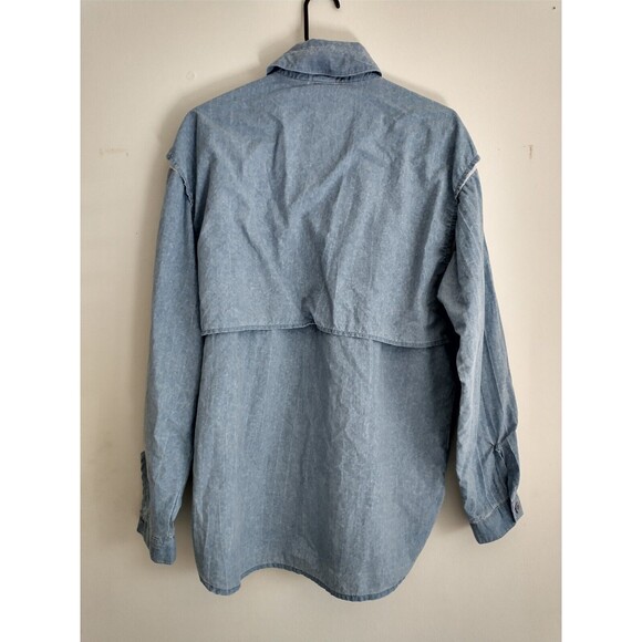 Tarponwear Fishing Shirt Men M Blue Pockets Vented Nylon Long Sleev Logo Outdoor - Picture 5 of 11